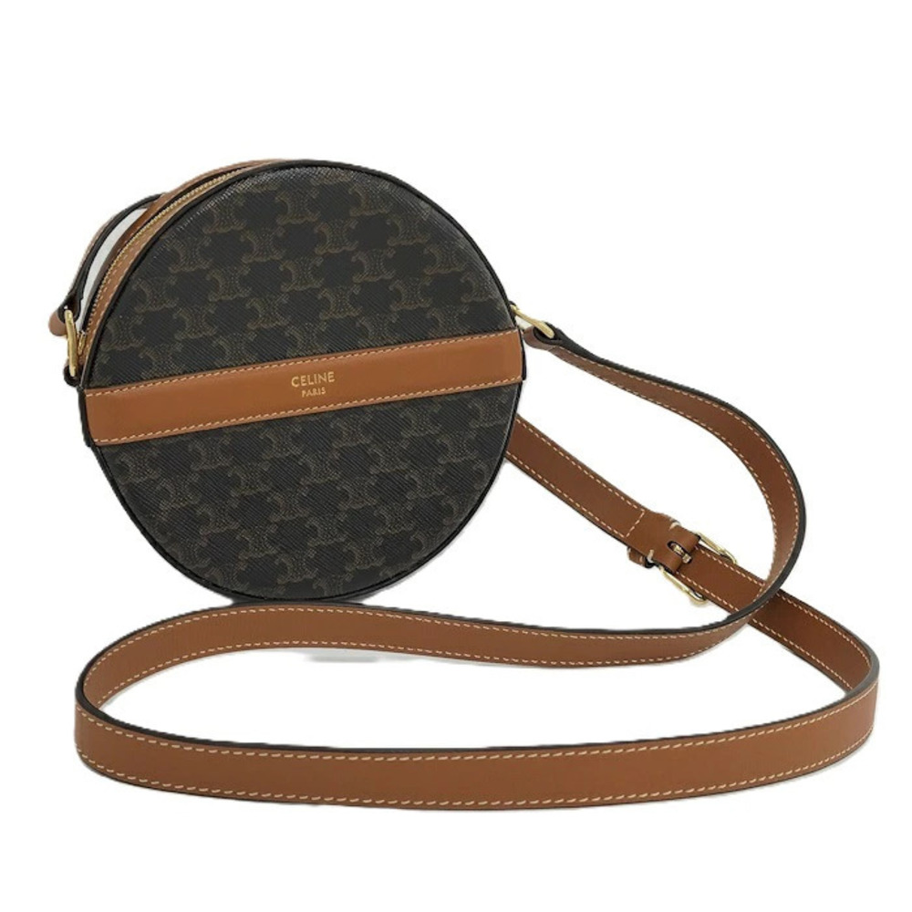 Celine Shoulder Bag Round Triomphe Brown